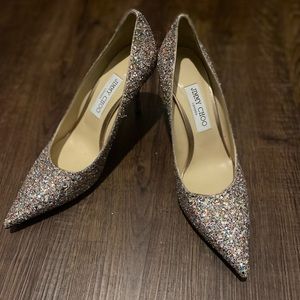 Jimmy Choo Luminous Glitter Heels( Glow in the dark) Size 39 1/2 Worn only once